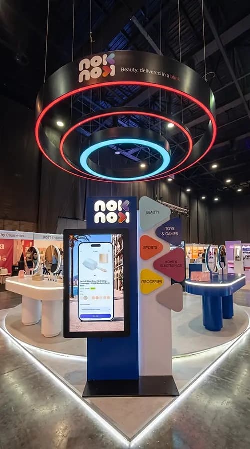 LED screen integrated into a custom display unit built by Proink