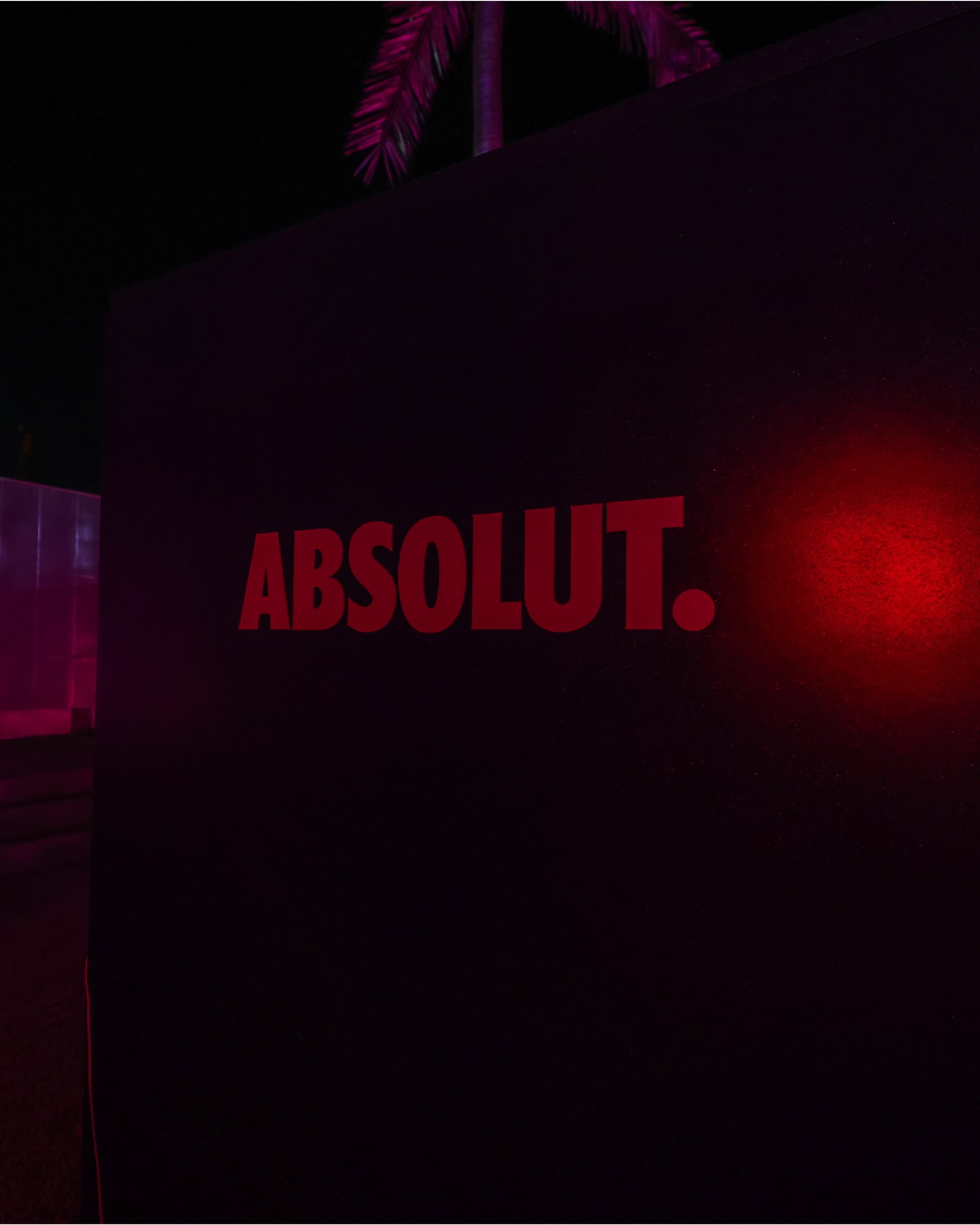 Illuminated Absolut brand panel in the Love Night venue